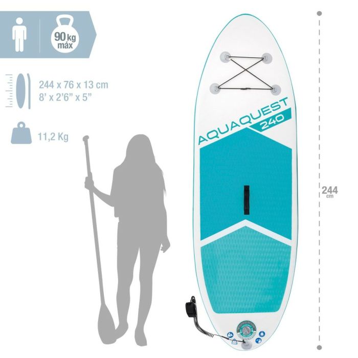 Tabla de Paddle Surf Hinchable con Accesorios Intex Aqua Quest 240 Youth Sup Infantil 3