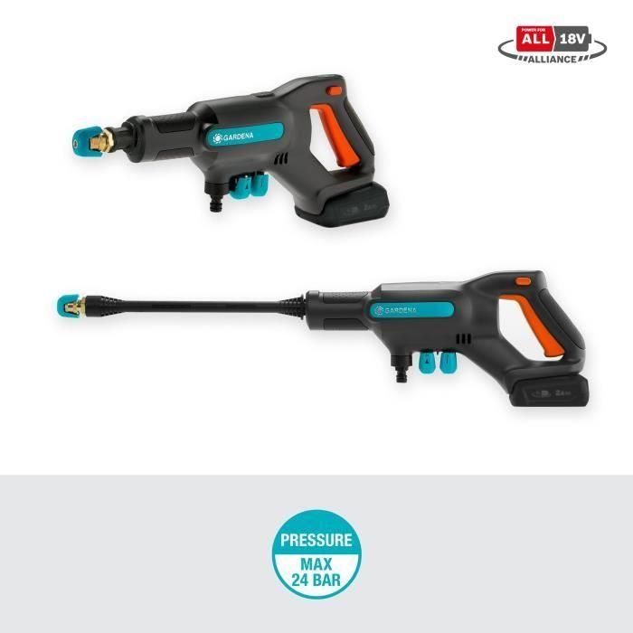 Gardena AquaClean P4A 18V/24 Hidrolimpiadora de media presión con autocebado y chorro ajustable 3 niveles 1 Gardena AquaClean P4A 18V/24 Hidrolimpiadora de media presión con autocebado y chorro ajustable 3 niveles 1