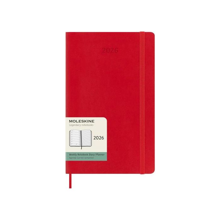 Moleskine DSF212WN3Y26 Agenda 2026 Semanal 12 Meses Tapa Blanda L (13x21 cm) Rojo Goma Elástica