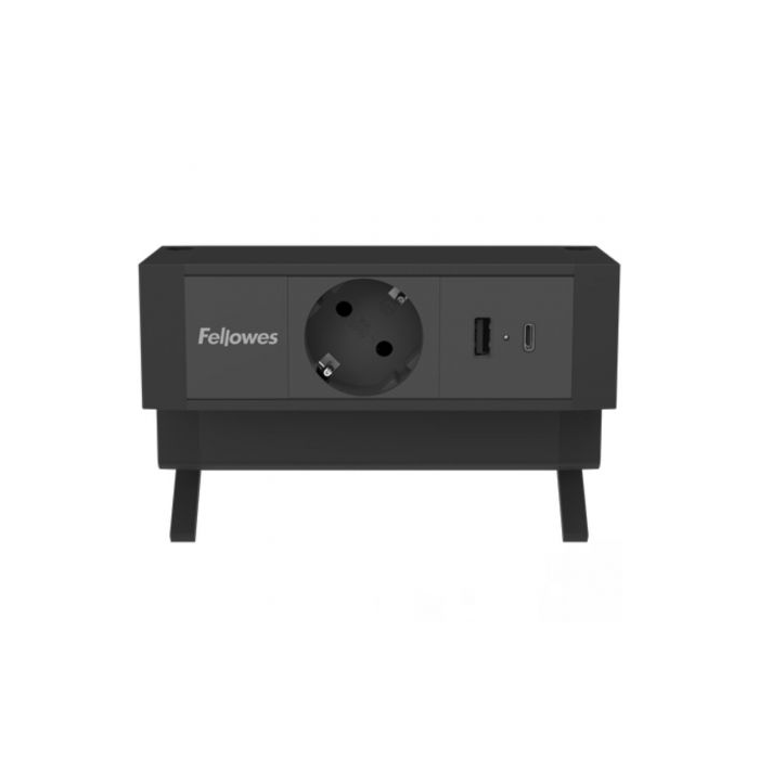 Regleta Sobremesa Fellowes 100137172/ 1 Tomas de corriente/ 1 USB - 1 USB Tipo-C/ Cable 2m/ Negra 1