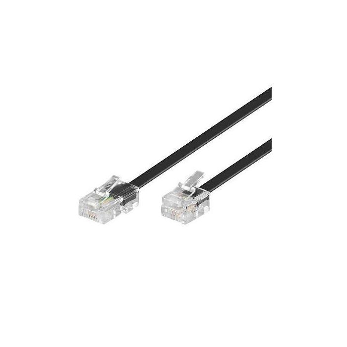 MicroConnect MPK463S Cable RJ11-RJ45 M/M 15m Negro para Teléfonos y Módem, Conexión de Telecomunicaciones Estable y Fiable