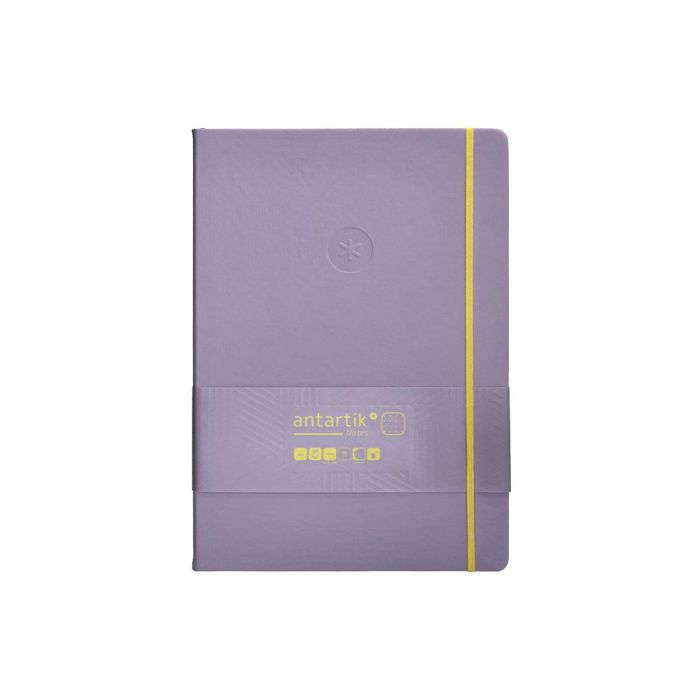 Cuaderno Con Gomilla Antartik Notes Tapa Dura A4 Hojas Puntos Morado Y Amarillo 100 Hojas 80 gr Fsc 1