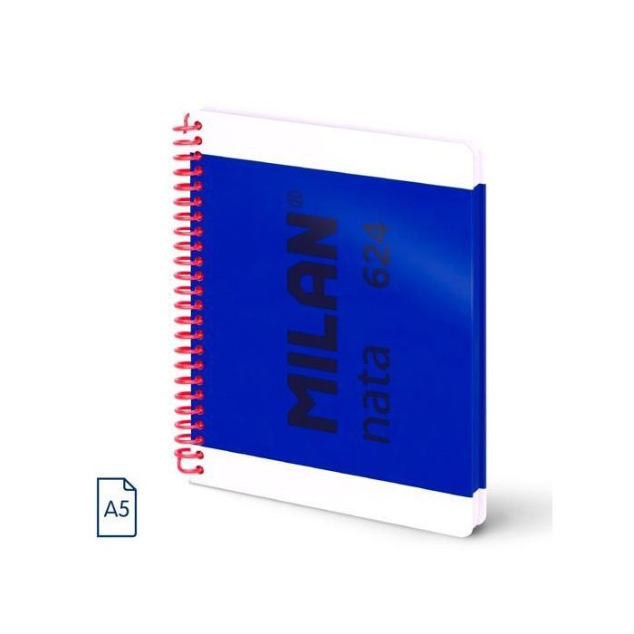 Milan Cuaderno Espiral A5 80H 95 gr 5x5 mm Tapa Dura Colección Nata® 624 Since 1918 Azul Milan Cuaderno Espiral A5 80H 95 gr 5x5 mm Tapa Dura Colección Nata® 624 Since 1918 Azul