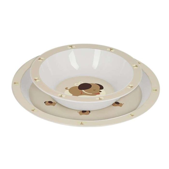 Safta Set de Platos y Cubiertos Preescolar Puppy para Niños a Partir de 3 Años, Beige, 22.5x26x5.5cm 5