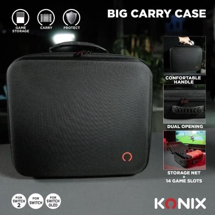 Konix Bolsa de Transporte y Protección para Nintendo Switch 2 - Almacena Accesorios y 14 Juegos - Negro 3 Konix Bolsa de Transporte y Protección para Nintendo Switch 2 - Almacena Accesorios y 14 Juegos - Negro 3