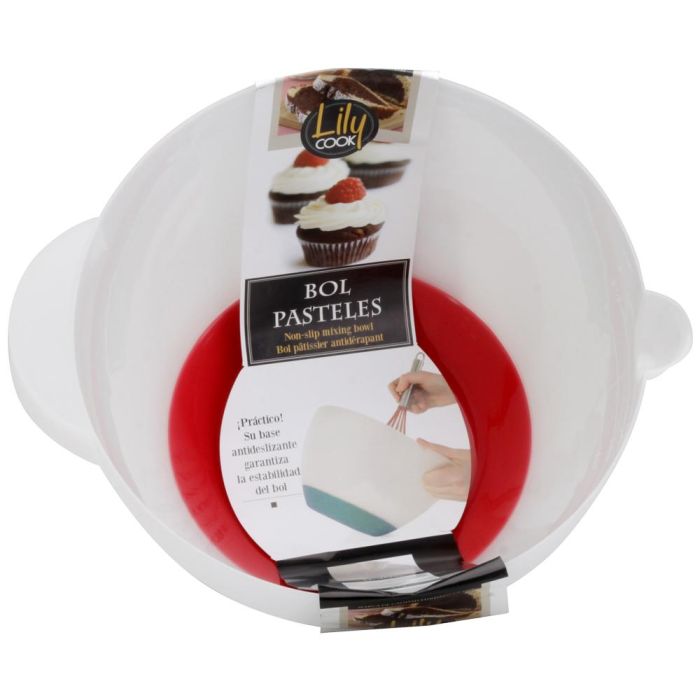 Lily Cook Bol para Pasteles Diámetro 24 cm Altura 14 cm Plástico con Base de Silicona Antideslizante Colores Surtidos Capacidad 3 L 4