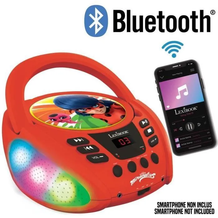 Lexibook Reproductor de CD Bluetooth Portátil con Efectos de Luz Multicolor y Conexión Inalámbrica, Ideal para Niños Lexibook Reproductor de CD Bluetooth Portátil con Efectos de Luz Multicolor y Conexión Inalámbrica, Ideal para Niños