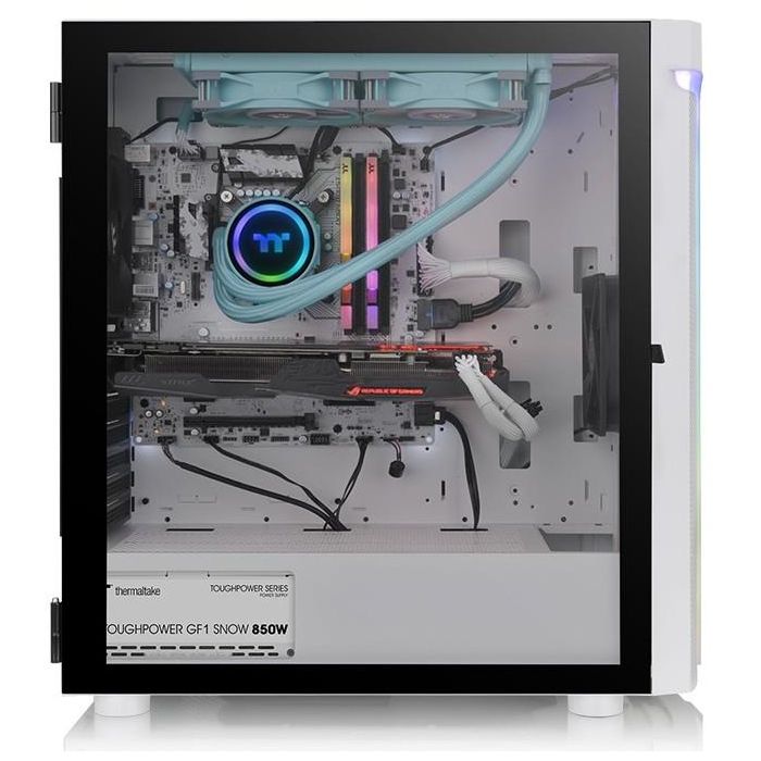 Thermaltake H590 TG ARGB Snow White Caja Midi Tower PC Blanco con Iluminación ARGB y Panel de Vidrio Templado 2