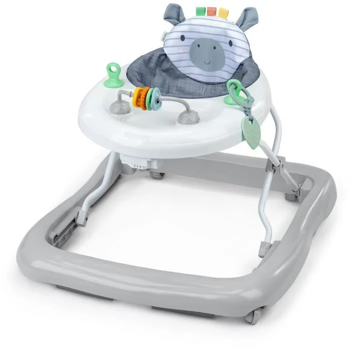 Ingenuity ING0074451171510 Andador con actividades, Colección Chambray, Respaldo cómodo y acolchado, 3 alturas, Plegable