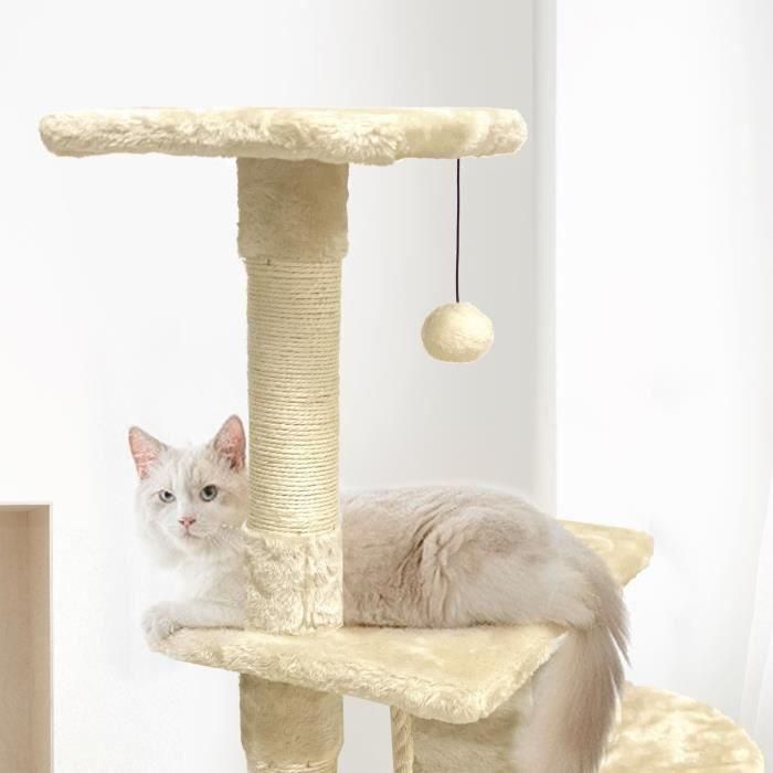 Paloma ALC10 Árbol Rascador para Gatos mediano con nicho, cuerda y postes de sisal 40x40x114 cm Beige 3 Paloma ALC10 Árbol Rascador para Gatos mediano con nicho, cuerda y postes de sisal 40x40x114 cm Beige 3
