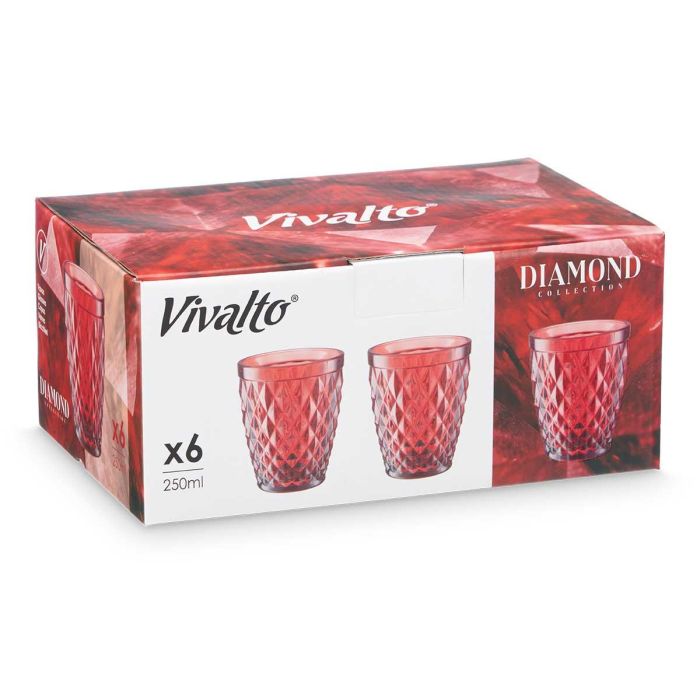 Vaso Diamante Rojo 250 Ml Vivalto 8x10x8cm (24 Unidades) 1 Vaso Diamante Rojo 250 Ml Vivalto 8x10x8cm (24 Unidades) 1
