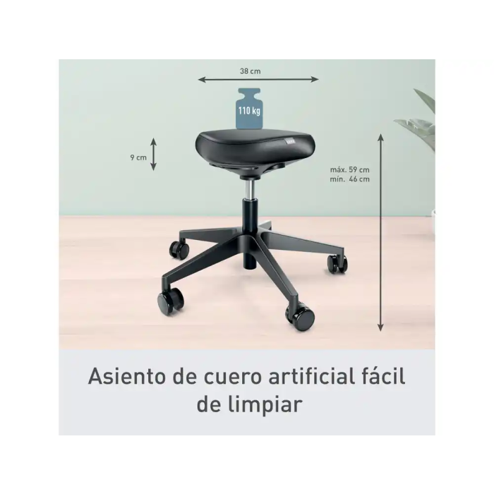 Leitz 65780095 Taburete Ergo con Ruedas Negro 9