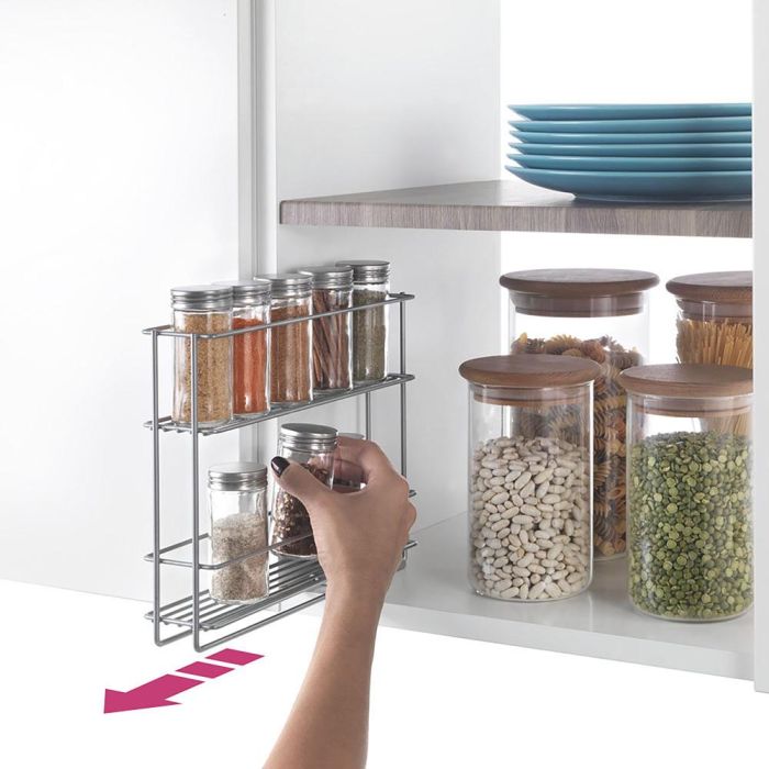Metaltex Especiero deslizante 2 estantes 'in&out' 28x6x22cm, recubrimiento polytherm metallic, soporte adhesivo 3m easy-fix 2 Metaltex Especiero deslizante 2 estantes 'in&out' 28x6x22cm, recubrimiento polytherm metallic, soporte adhesivo 3m easy-fix 2