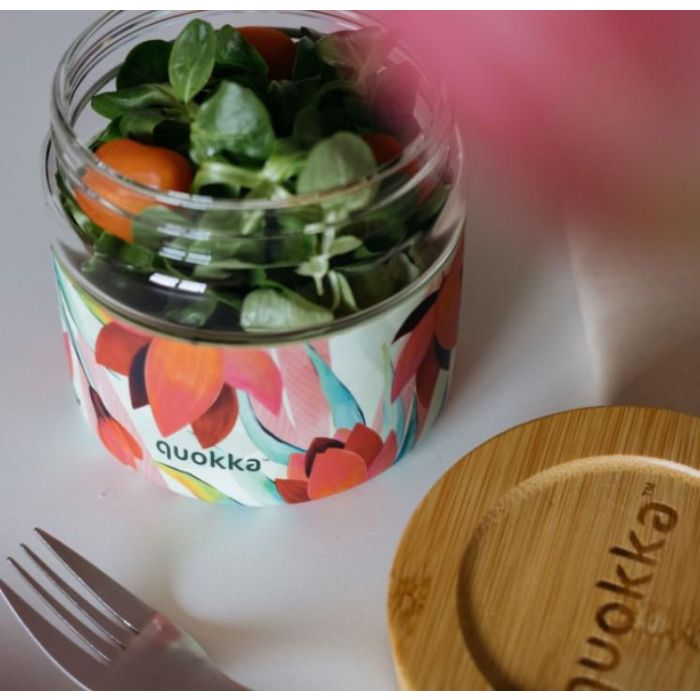 QUOKKA 820ML Deli Spring - Recipiente de Comida Cristal con Funda, Hermético para Almacenar