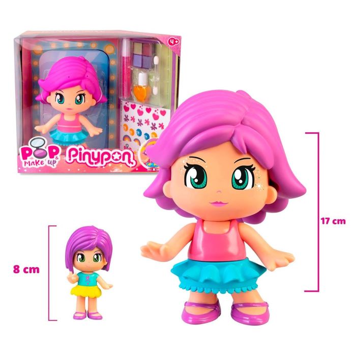 Famosa Pny70000 Pinypon Pop & Make Up Figura de 17cm para Maquillar y Decorar con Pegatinas y Purpurina +4 años 1