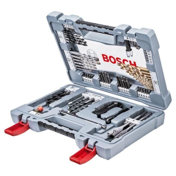 Bosch Juego Premium de Brocas y Puntas 76 piezas para Taladrar y Atornillar Madera, Metal y Hormigón, Brocas Titanio 1