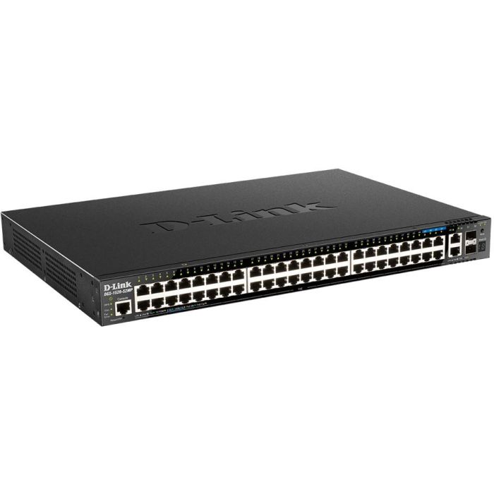 D-Link DGS-1520-52MP Switch Gestionado L3, 44 Puertos Gigabit Ethernet, 4 Puertos 2.5G, 2 Puertos 10G, 2 Ranuras SFP+, Soporte PoE+, Apilable, Negro
