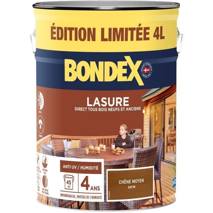 Tinte protector para madera - Roble medio - Mate - BONDEX - 4 L