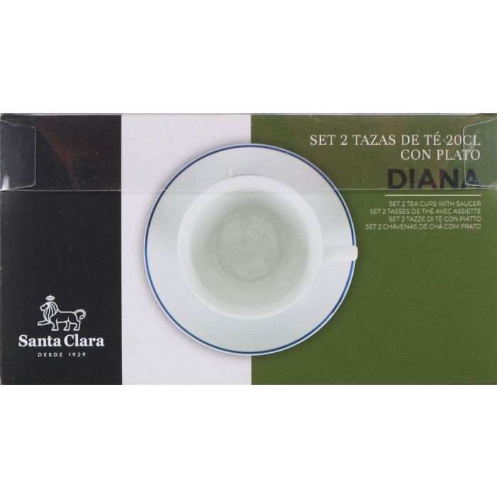 Set 2 Tazas Diana 200 cc con Plato - Porcelana Extra Blanca - Santa Clara (6 Cajas) 2 Set 2 Tazas Diana 200 cc con Plato - Porcelana Extra Blanca - Santa Clara (6 Cajas) 2