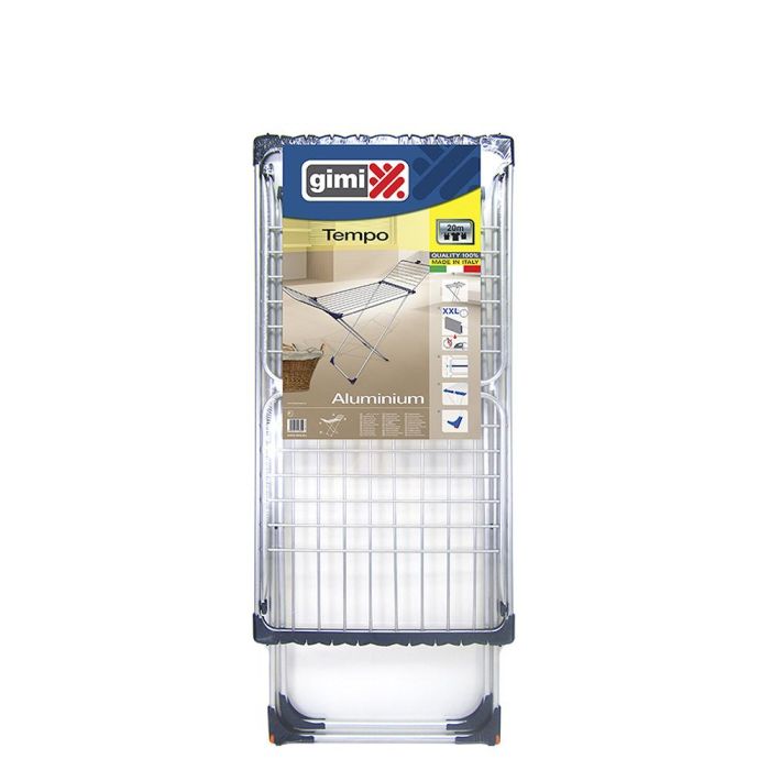 Gimi Tempo Tendedero 20 m de Aluminio Anti-óxido con Ruedas y Bloqueo de Alas, 168 x 56 x 117 cm 1