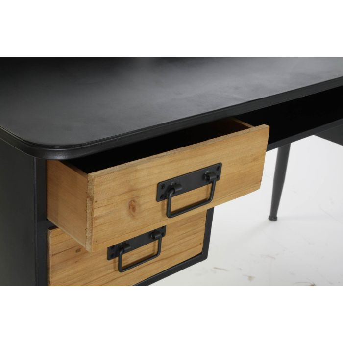 DKD Home Decor Escritorio Vintage Negro Natural Madera Abeto Metal 60 x 95 x 135 cm 2