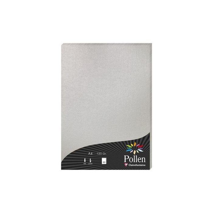 Papel Clairefontaine Pollen A4 120G 50H Plateado