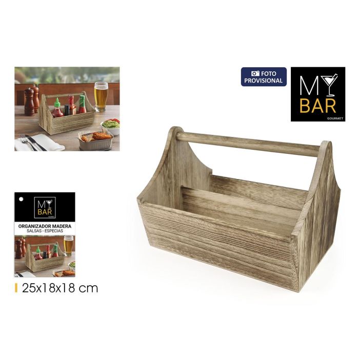 Inde Organizador de Madera My Bar para Salsas y Especias - 18,2 cm ancho x 17,8 cm alto x 25,1 cm largo (6 Unidades)