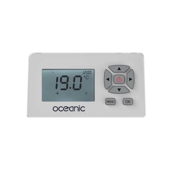Oceanic Radiador eléctrico fijo Rubis Oceánico 1000W OCEAISHGB1000W2 con inercia secado de cerámica, fachada de vidrio, blanco - NF 5