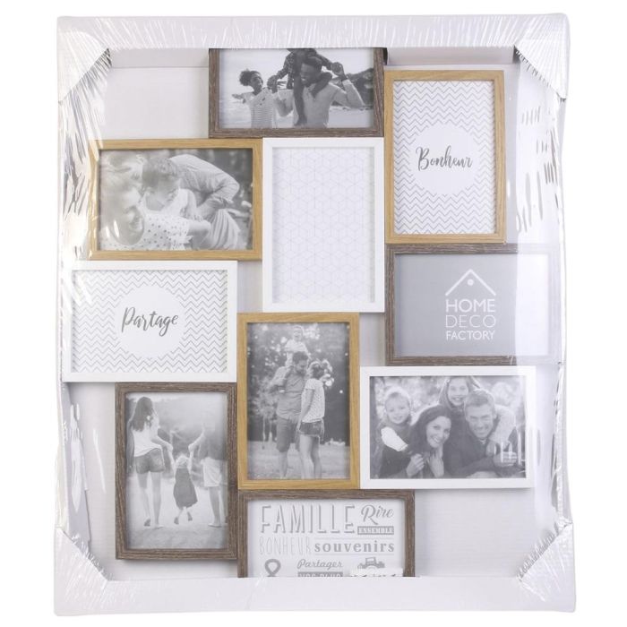 Home Deco Factory Marco 10 Fotos Essentiel para 10 Fotos de 10x15 cm Blanco y Madera 1 Home Deco Factory Marco 10 Fotos Essentiel para 10 Fotos de 10x15 cm Blanco y Madera 1