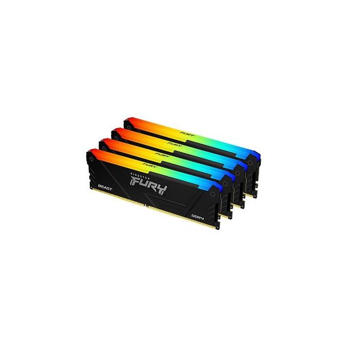 Kingston FURY Beast RGB 64GB DDR4 3200MT/s CL16 DIMM (Kit de 4x16GB) para PC - Memoria RAM con Iluminación 0 Kingston FURY Beast RGB 64GB DDR4 3200MT/s CL16 DIMM (Kit de 4x16GB) para PC - Memoria RAM con Iluminación 0