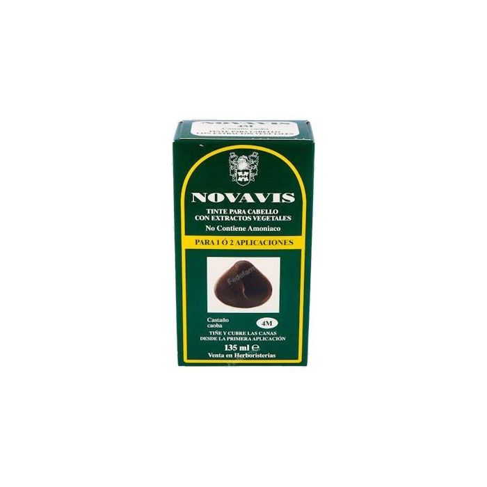 Novavis 4M Tinte Castaño Caoba 135 ml con Extractos Vegetales, Sin Amoníaco para Cabello y Cubre Canas