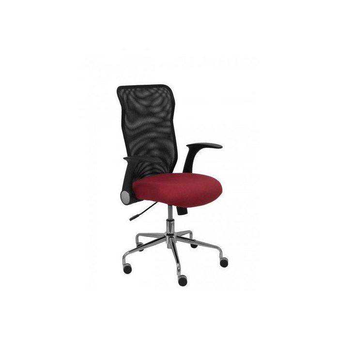 Silla Piqueras Y Crespo Minaya Brazos Retractiles Mecanismo Basculante Ergonomica Respaldo Malla Transpirable Negra Asiento Tapizado Bali Granate