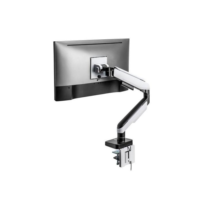 Ewent Soporte Mesa EW1509 Vesa Hasta 49 Pulgadas, RGB, Ajuste Ergonómico, 20 kg, 75x75/100x100 mm, Negro Mate y Gris Claro 1