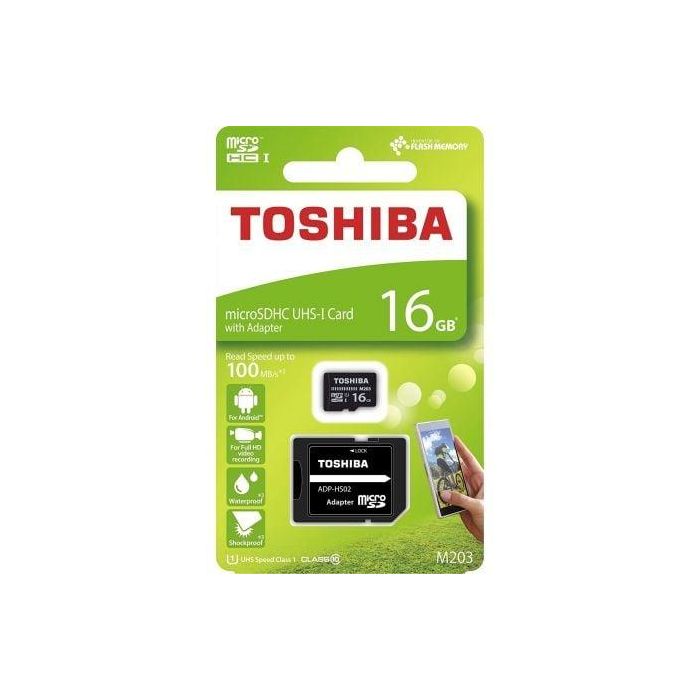TARJETA MICROSD HC + ADAPTADOR TOSHIBA M203 - 16GB - CLASE 10 - 100MB/S 2 TARJETA MICROSD HC + ADAPTADOR TOSHIBA M203 - 16GB - CLASE 10 - 100MB/S 2
