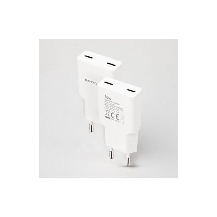 Cargador de Pared Nanocable 10.10.2029/ 2xUSB Tipo-C/ 30W/ Blanco 1