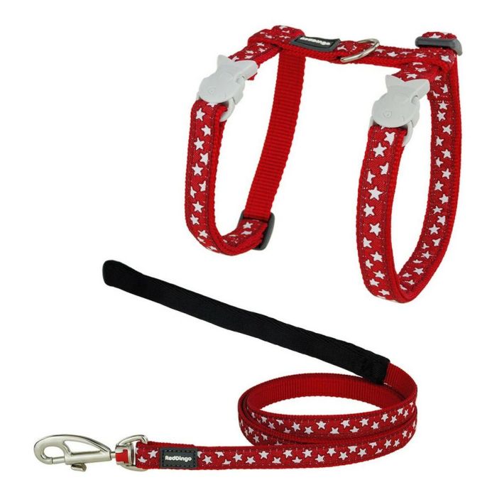 Arnés para Gato Red Dingo Style Rojo Estrella Blanco Correa