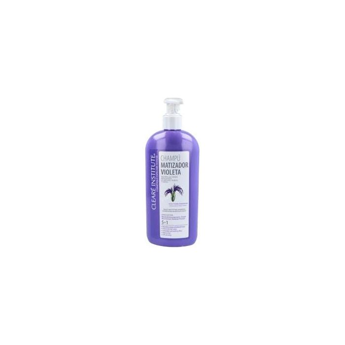 Clearé Institute Champú Matizador Violeta 400 ml para Cabello Rubio, Gris y Mechas: Neutraliza Tonos Amarillos y Naranjas