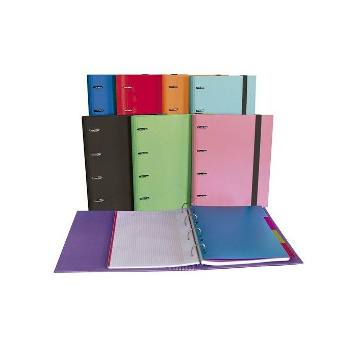 Senfort 2025 (Escolar)-Unicolor Ringbook A4 4 Anillas Mixtas 35 Mm Con Separadores Y Recambio 120 Hj. Surtido Expositor De 8