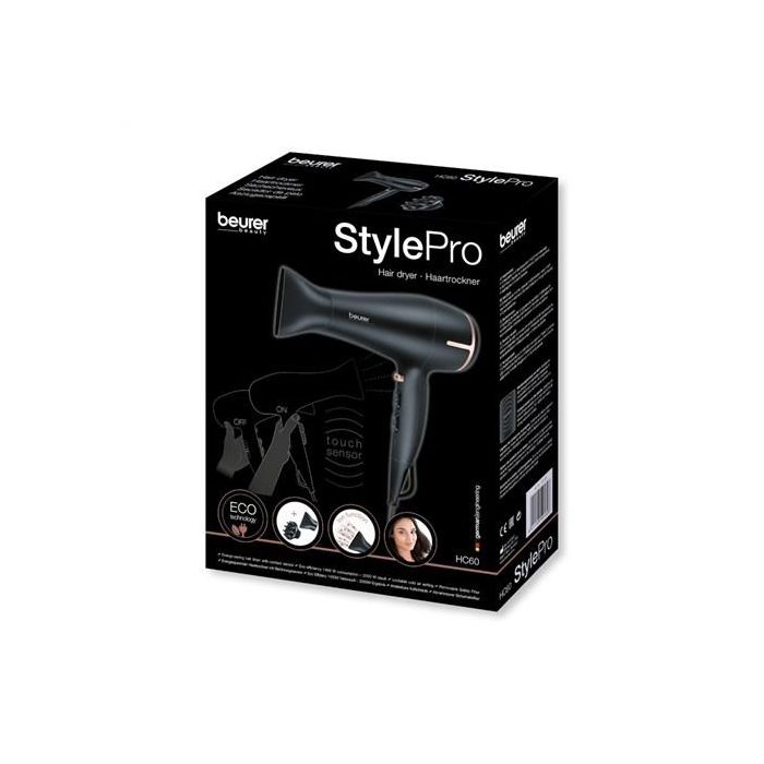 Beurer HC-60 Secador de Pelo 1.400 W con Tecnología ECO, Iónica y Sensor Táctil para Ahorro de Energía y Pelo Brillante 4 Beurer HC-60 Secador de Pelo 1.400 W con Tecnología ECO, Iónica y Sensor Táctil para Ahorro de Energía y Pelo Brillante 4