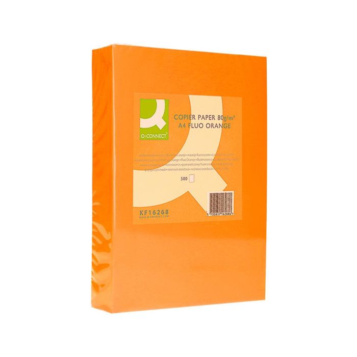 Papel Color Q-Connect Din A4 80 gr Naranja Neon Paquete De 500 Hojas 2