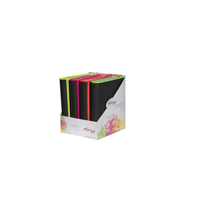 Carpeta De Anillas Pardo Borde Neon Carton Forrado Fº 4 An. 40Mm Curvo Rosa