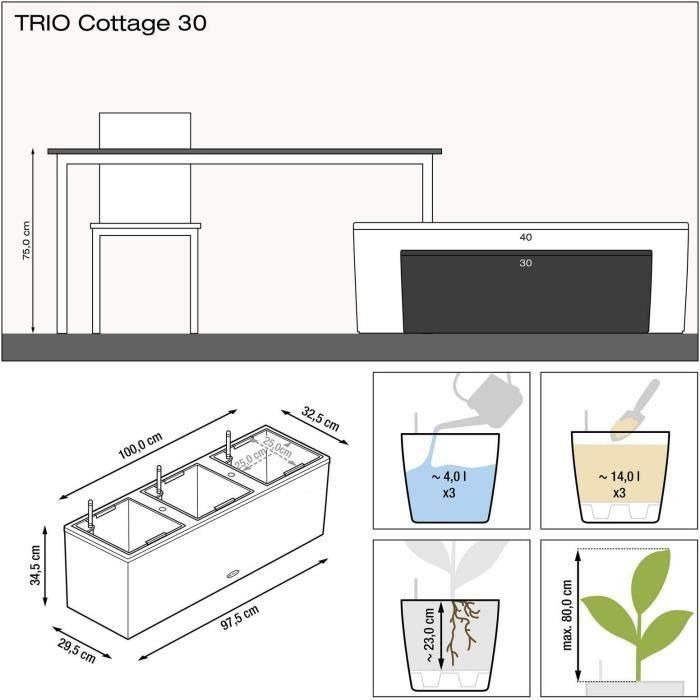 Maceta LECHUZA Trio Cottage 30 - kit completo, moca 1