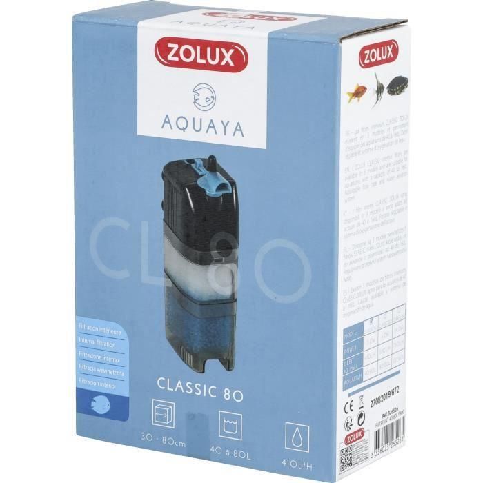 Filtro interno - ZOLUX - Classic 80 - 5 W - Acuario de 40 a 80 L - Caudal ajustable 2 Filtro interno - ZOLUX - Classic 80 - 5 W - Acuario de 40 a 80 L - Caudal ajustable 2