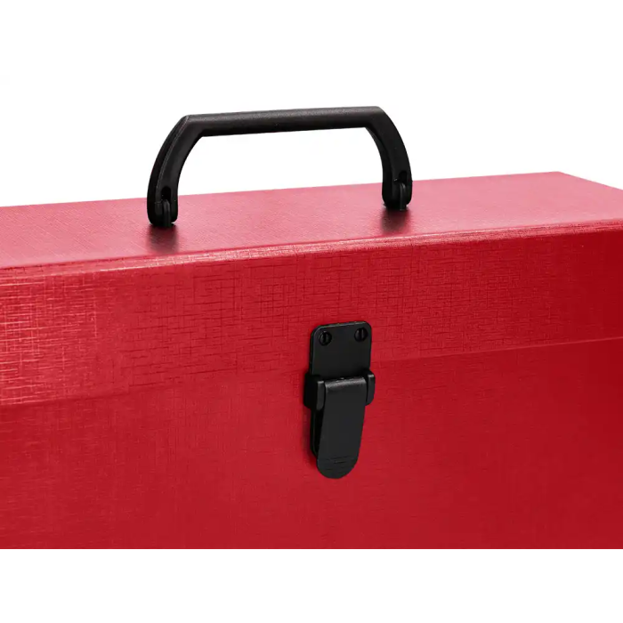 Liderpapel Maletín con fuelle 19 departamentos 255x390x120 mm cartón forrado color rojo 6