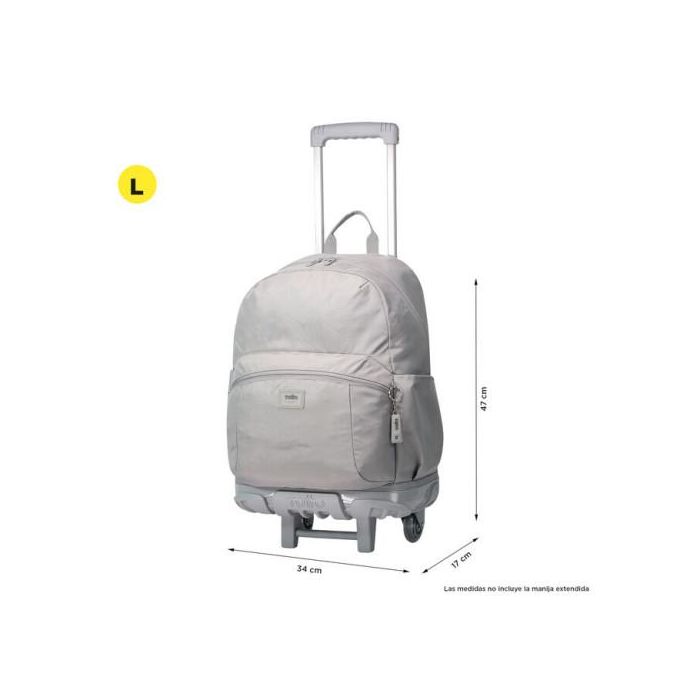 Totto MOCHILA ESCOLAR CON RUEDAS TRIK Gris, 27 litros, doble compartimento, para PC 14", Ref. MA03TKI003-23100-G78 2