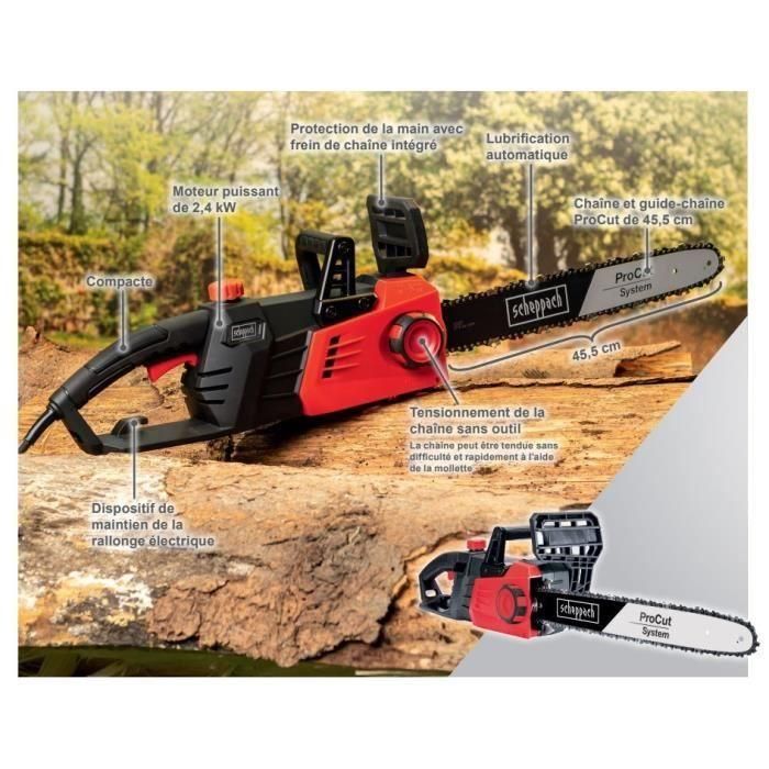 SCHEPPACH Motosierra eléctrica CSE2700 - 45,5 cm - 2700 W - Negro y rojo 2 SCHEPPACH Motosierra eléctrica CSE2700 - 45,5 cm - 2700 W - Negro y rojo 2