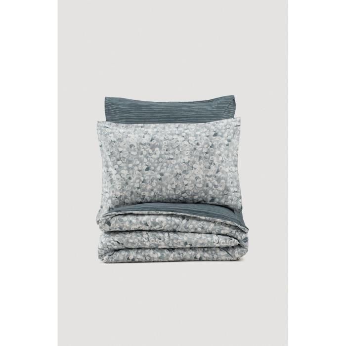 Juego de cama - 1 funda nórdica 220x240 cm + 2 fundas de almohada 60x60 cm - 100% algodón - Antracita 2 Juego de cama - 1 funda nórdica 220x240 cm + 2 fundas de almohada 60x60 cm - 100% algodón - Antracita 2