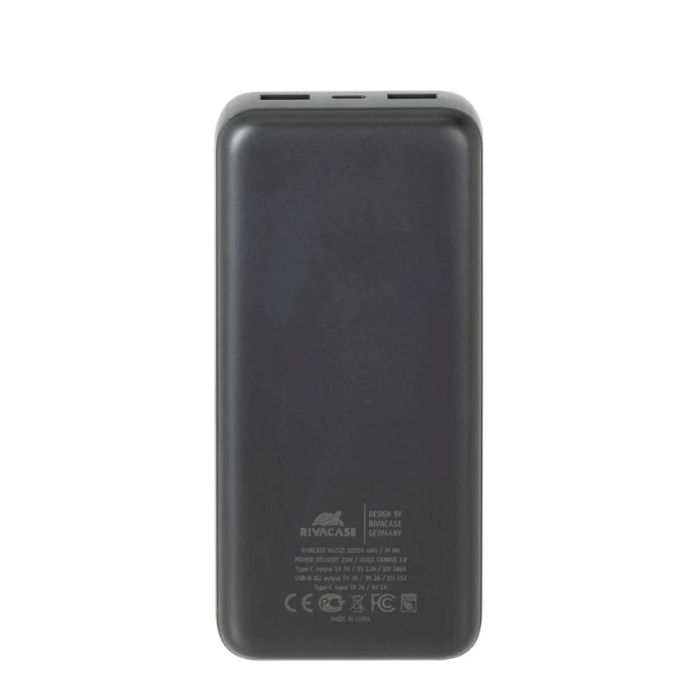 Rivacase VA2521 Powerbank 20000mAh Negro Carga Inalambrica 10W PD QC 20W Pantalla LCD 2