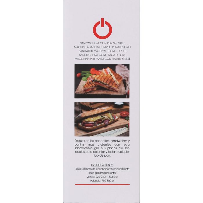 Basic Home Sandwichera Plana Blanca 700-800 W, 21.8 x 21.5 x 6.5 cm (4 Unidades)