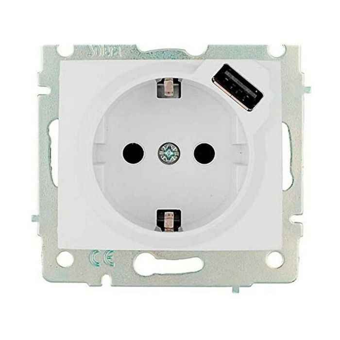 Solera Base bipolar 2P+T T/TL 16A 250V con USB Power 5.0V 2.1A, Serie Europa ERP60USB
